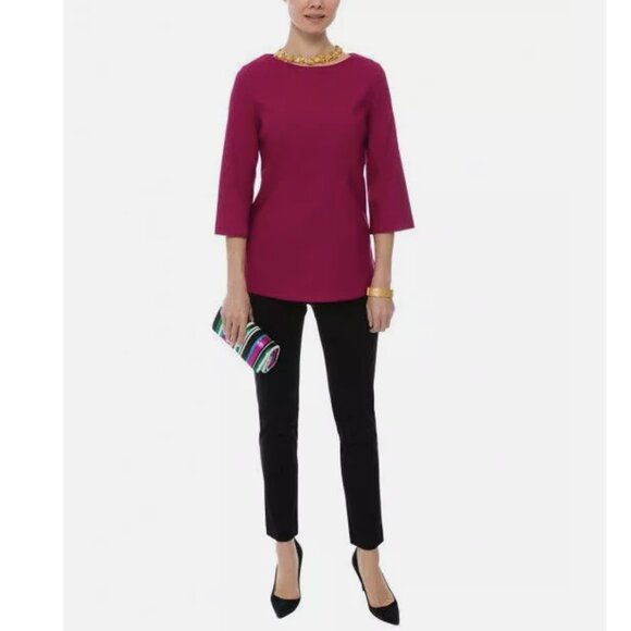 Estelle and Finn Womens Tunic Top Size 2 Magenta 3/4 Sleeve Stretch Lined - Picture 1 of 15